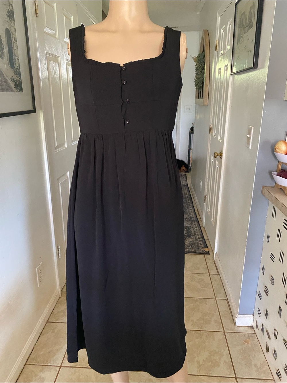 Petal & Pup Black Midi Peasant Tank Dress gb3